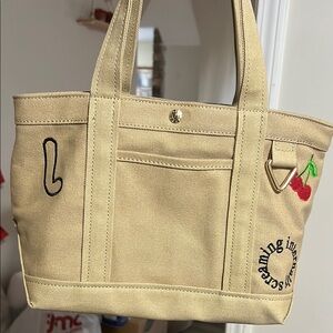 Canvas Mini Tote with Cherry Embroidery